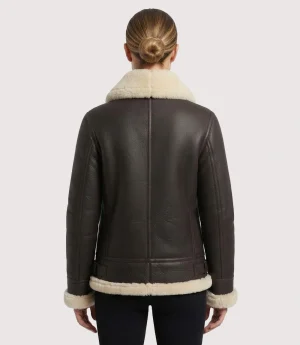 Womens Brown B3 Shearling Leather Jacket