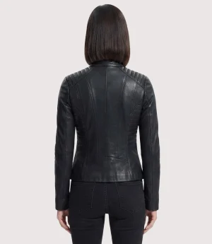 Women's Black Padded Leather Jacket