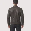 Mens Cafe Racer Distressed Brown Leather Jacket