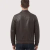 Mens Brown Bomber Distressed Leather Jacket