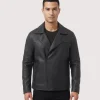 Glamswear Classic Black Leather Jacket For Men's