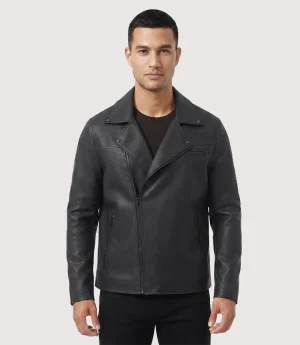 Glamswear Classic Black Leather Jacket For Men's