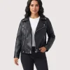 Glamswear Black Biker Leather Jacket For Women's