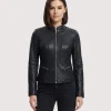 Glamswear Black Padded Leather Jacket For Women's